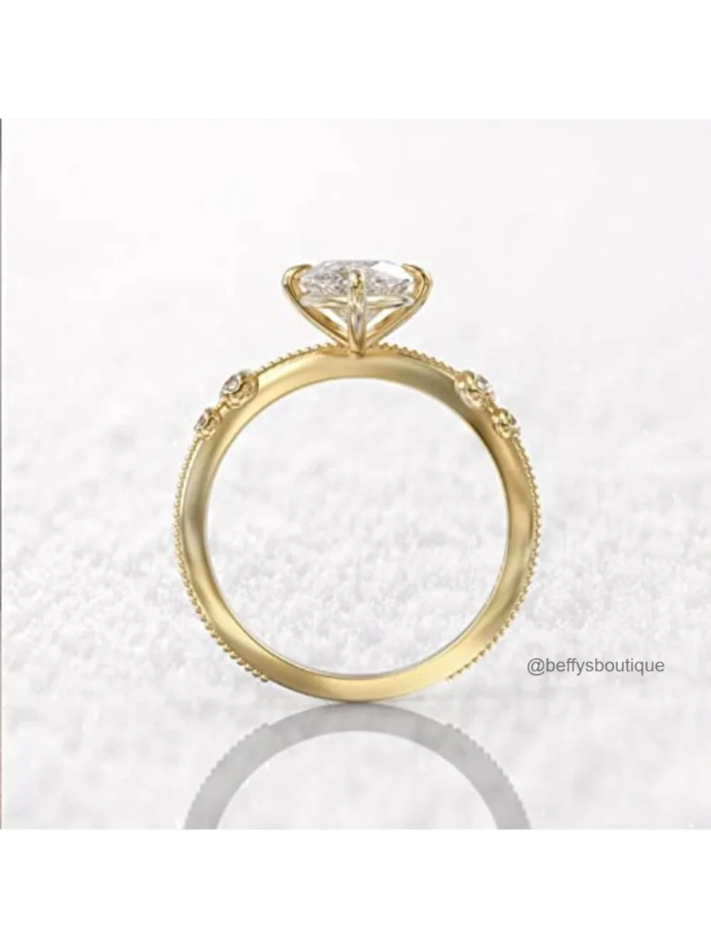 925 Silver Plated Gold Oval Cut Solitaire CZ Engagement Ring
